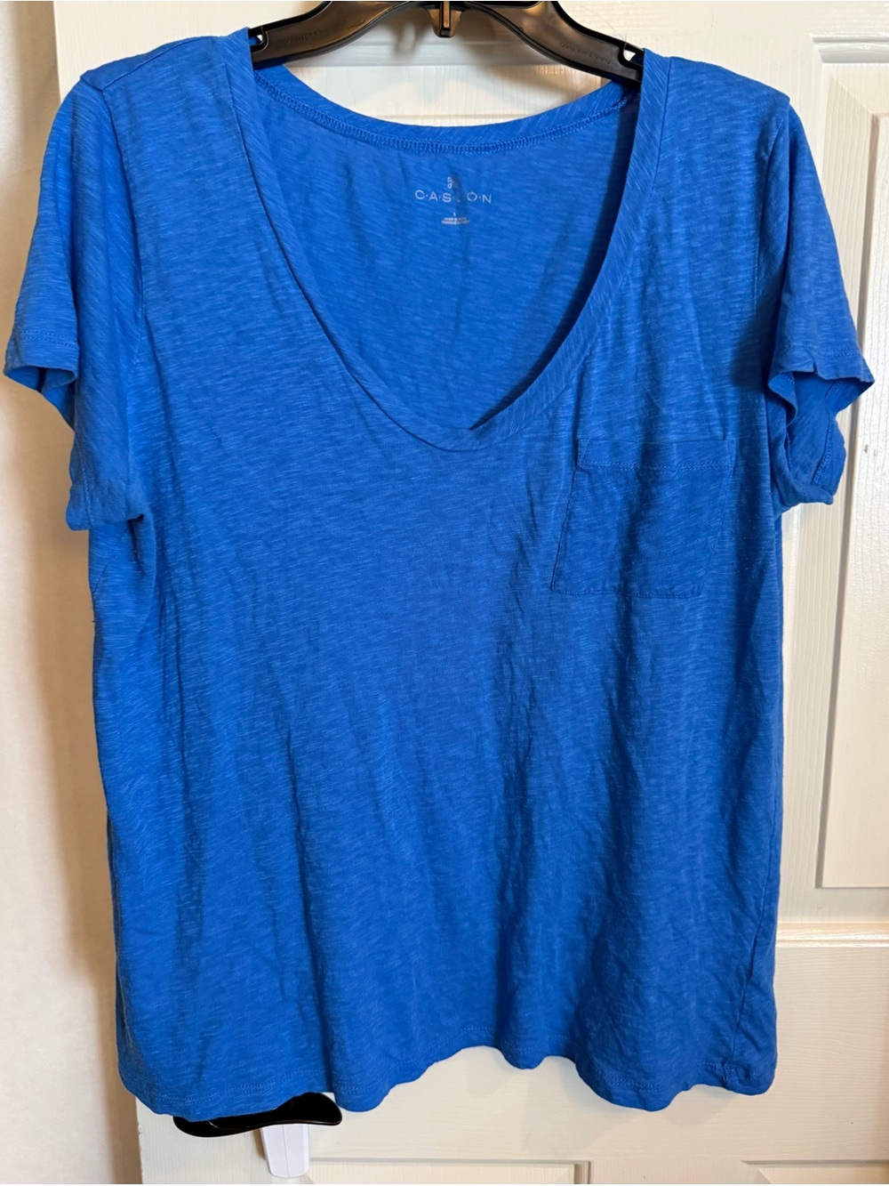 Caslon Royal Blue V-Neck Pocket Tee - Women's Short Sleeve Top